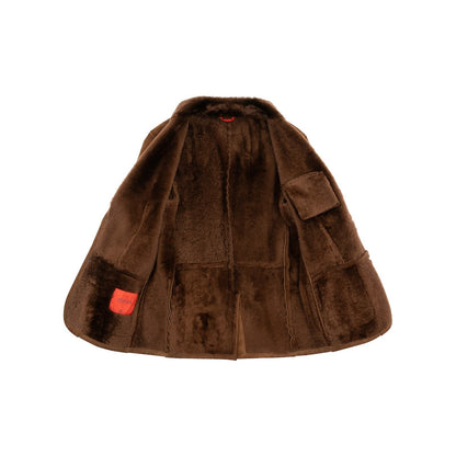 7.5K ISAIA NAPOLI Brown Jacket Coat 100% Suede Lambskin / Fur 36 US / 46 EU