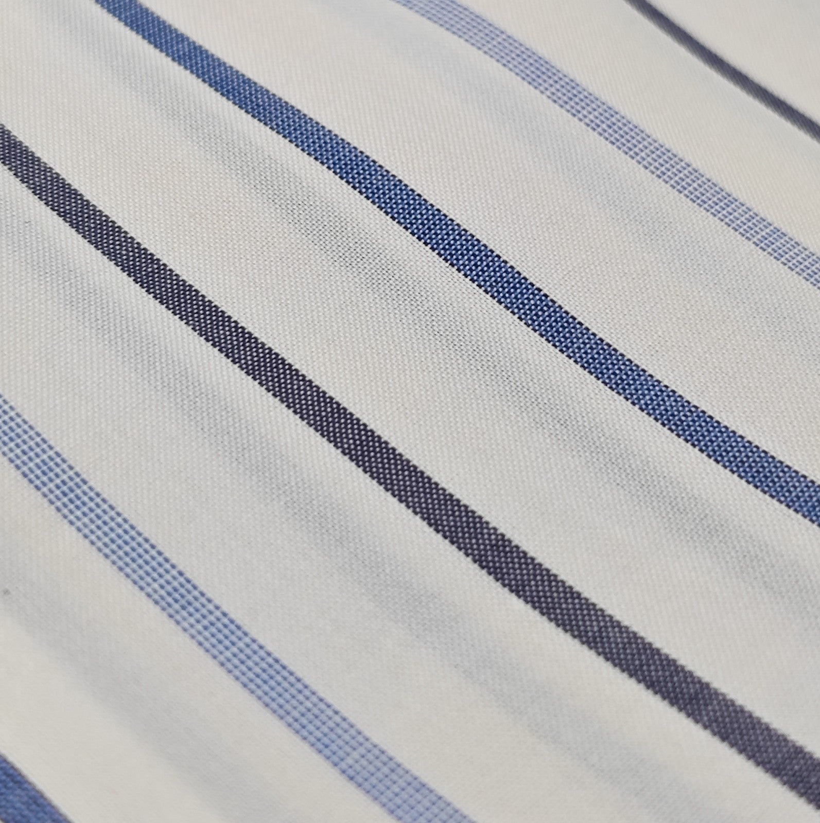 730$ ISAIA NAPOLI "Mix" Dress Shirt White - Blue Striped Fine Cotton 15.75 - 40