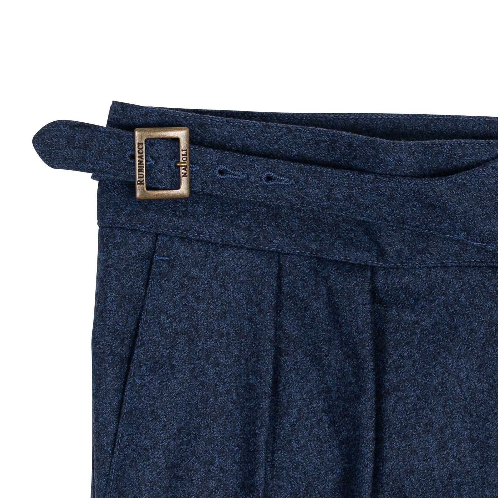 670$ RUBINACCI NAPOLI "Manny" Blue Flannel Wool High Rise Pant 32 US / 48 EU