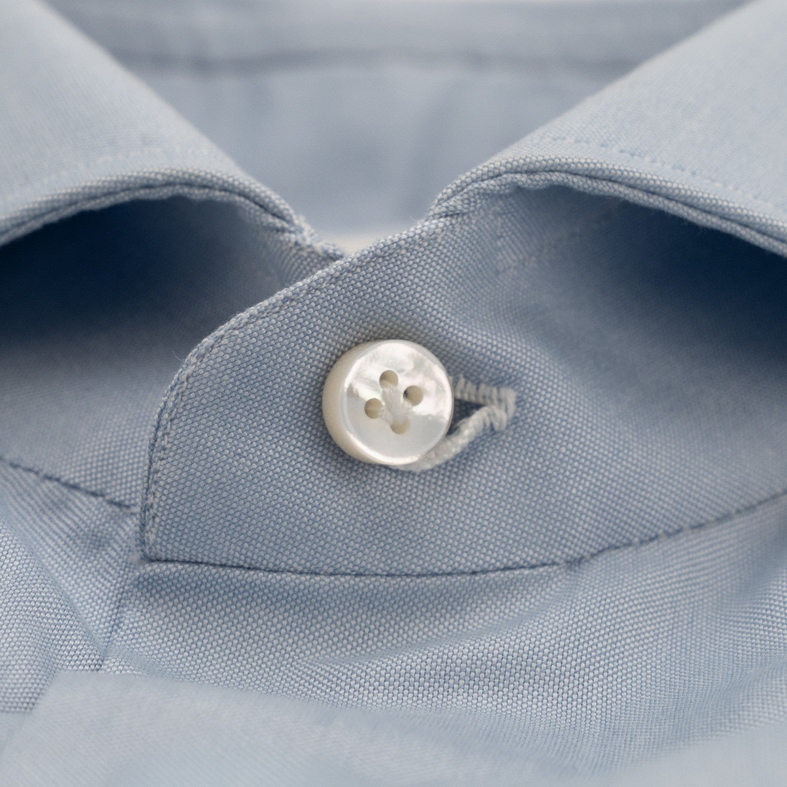 450$ LUIGI BORRELLI Dress Shirt Blue Twill Cotton 8 Hand Steps 15.5-39