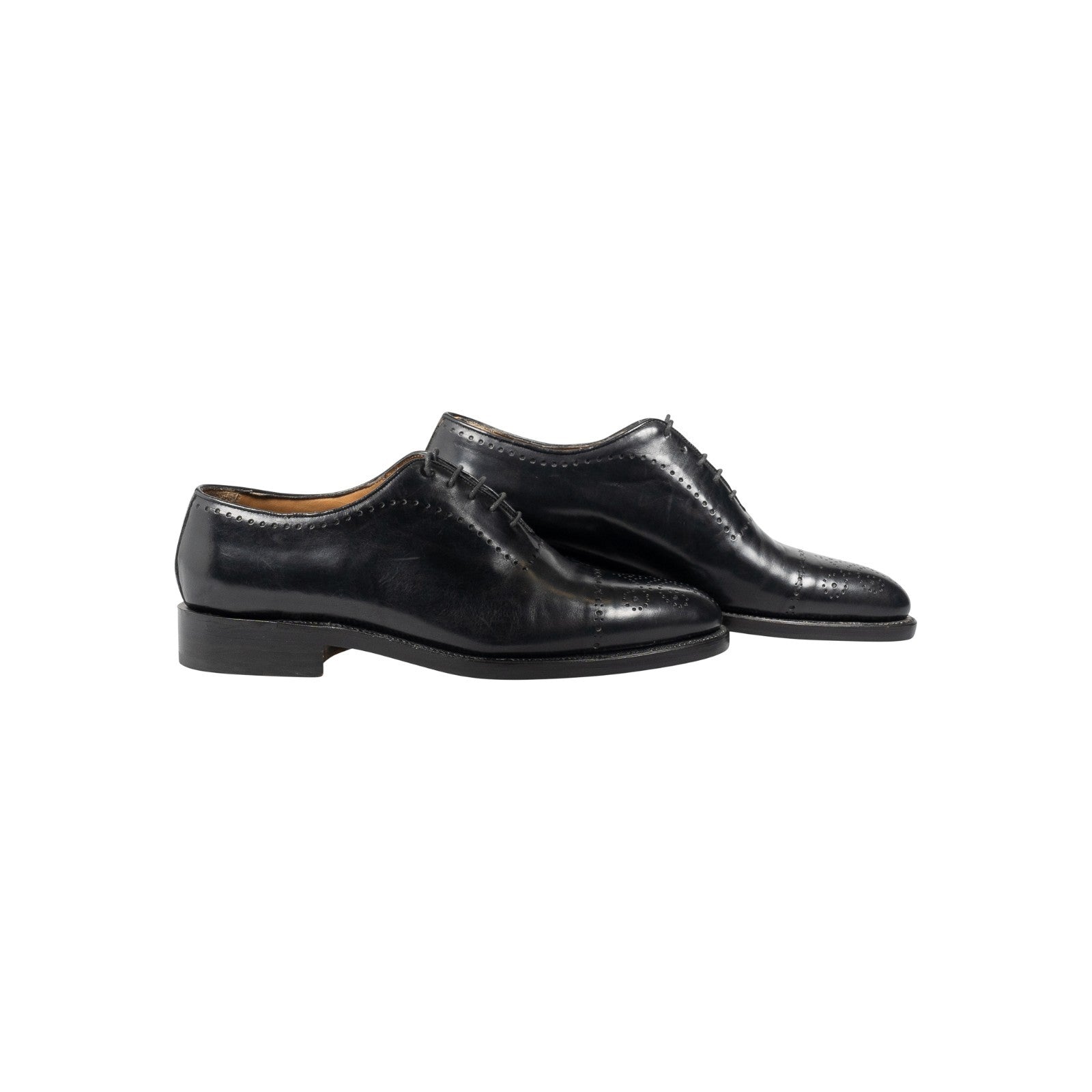1200$ RUBINACCI Oxford Brogue Shoes in Black Leather – Goodyear Welted