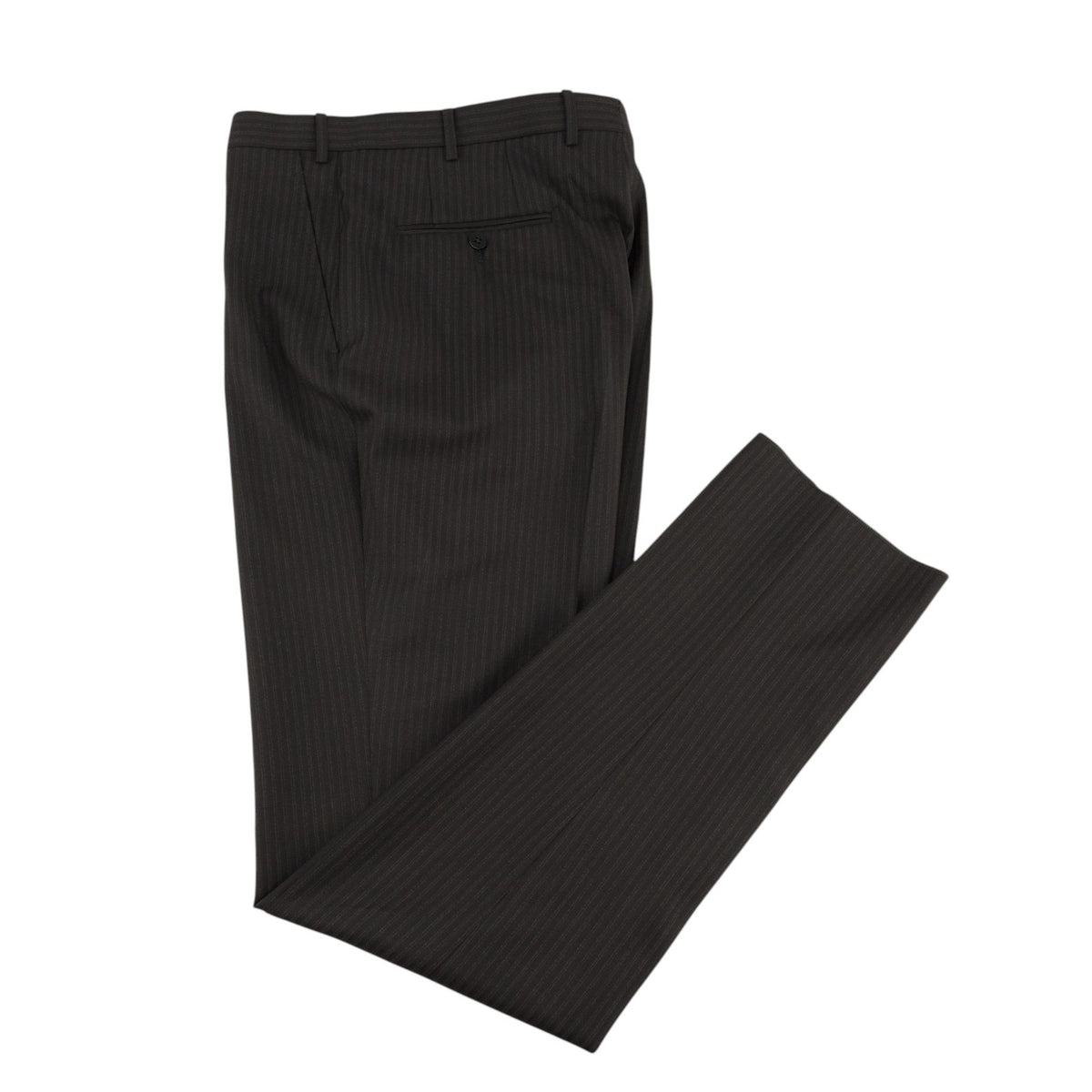 $6600 ISAIA "Gregorio" Black Hand-Sewn Suit Fine Wool Striped 44 US / 54 EU 7R