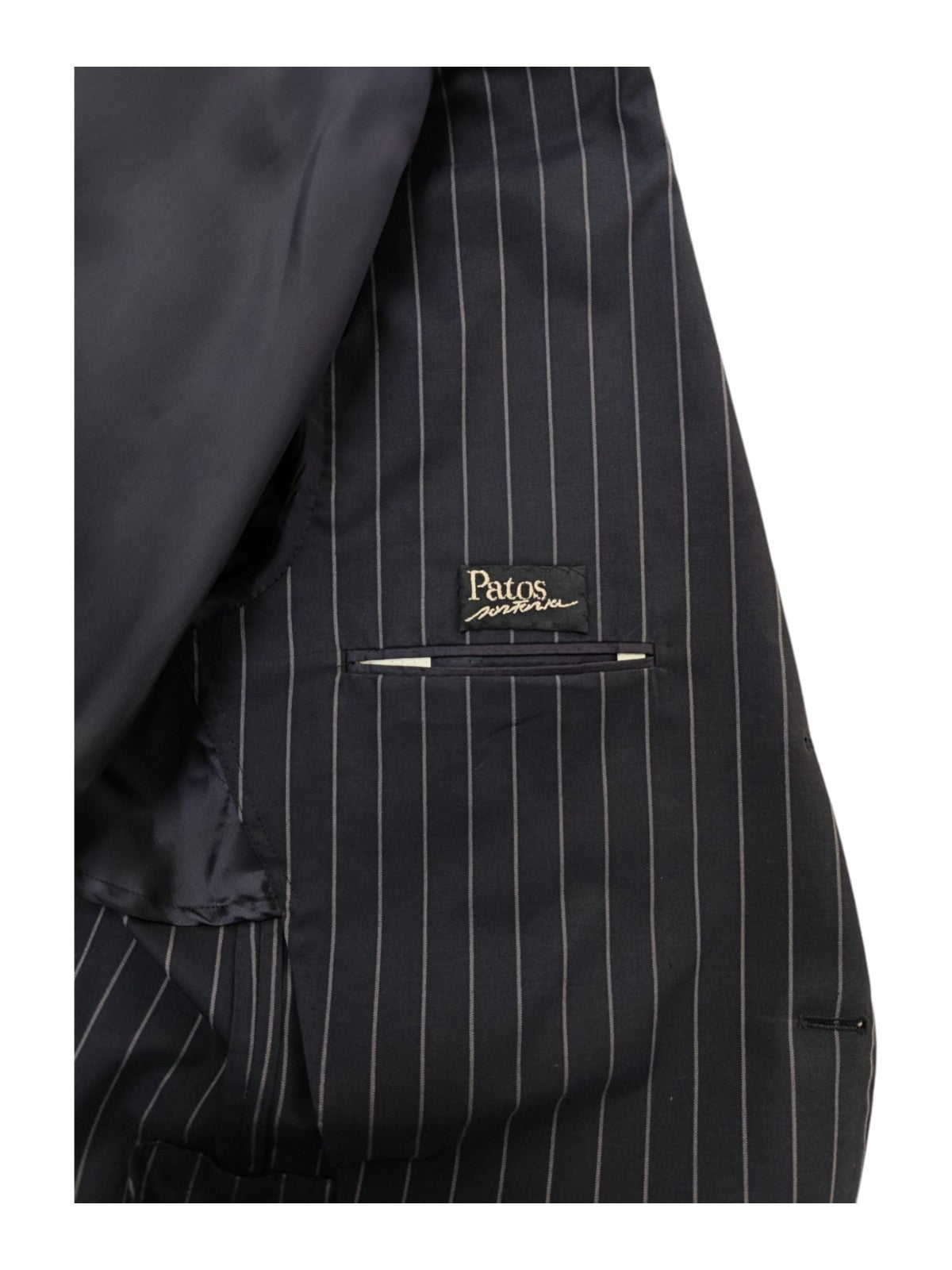 $1300 SARTORIA PATOS by SANTARELLI Suit Striped Blue ZEGNA SILK SKIN  / COTTON