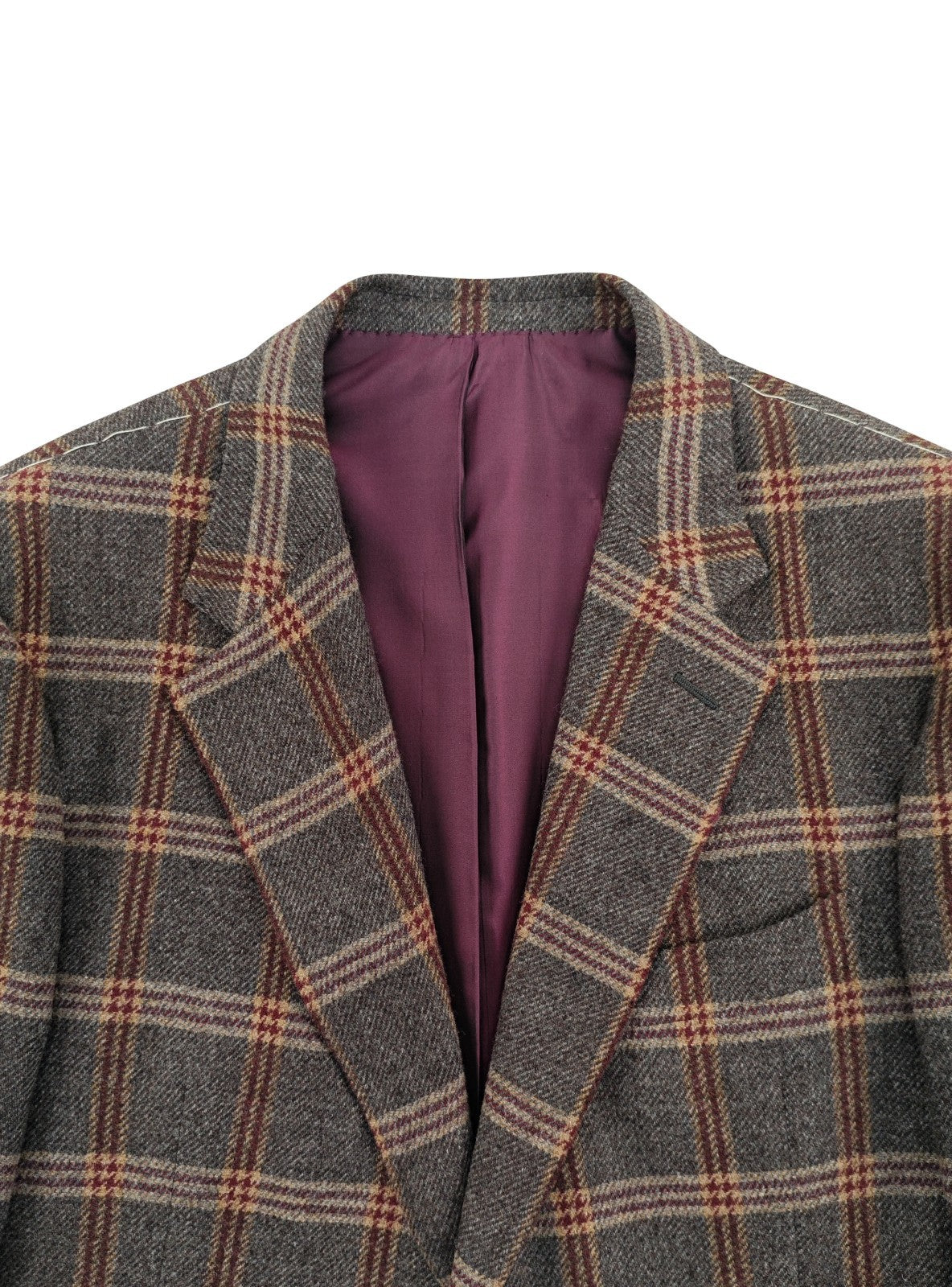$3450 RUBINACCI NAPOLI Brown Checks Hand-Sewn Suit Flannel Wool