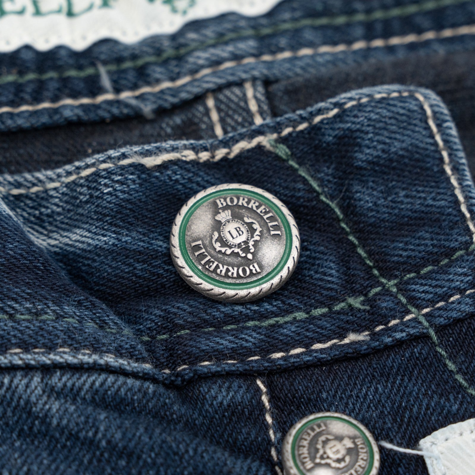 415$ LUIGI BORRELLI NAPOLI Blue Wash Denim Jeans Pant Cotton 34 US / 50 EU