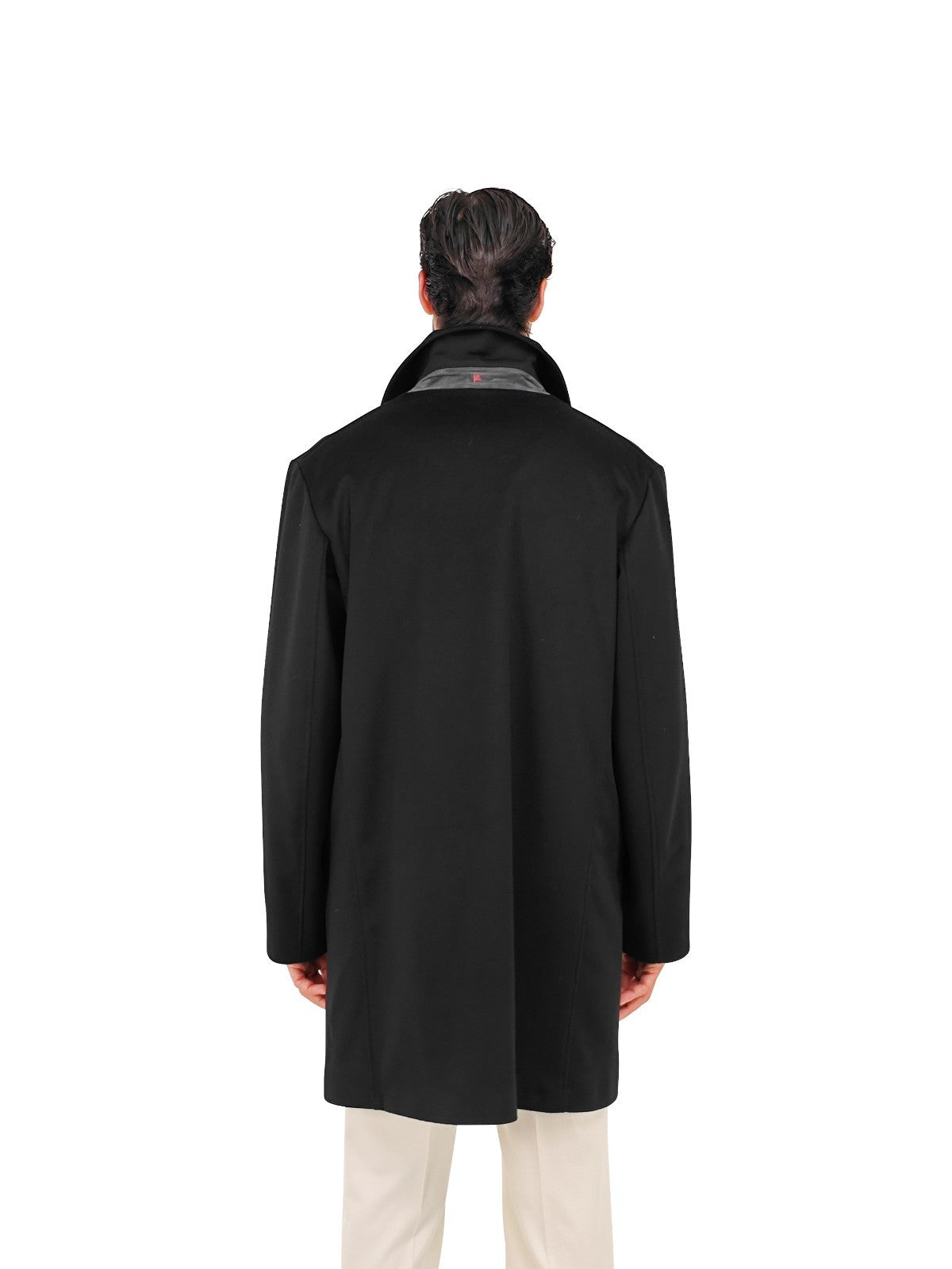 5900$ ISAIA NAPOLI Black Hand-Sewn Car Coat Long Wool 40 US / 50 EU R