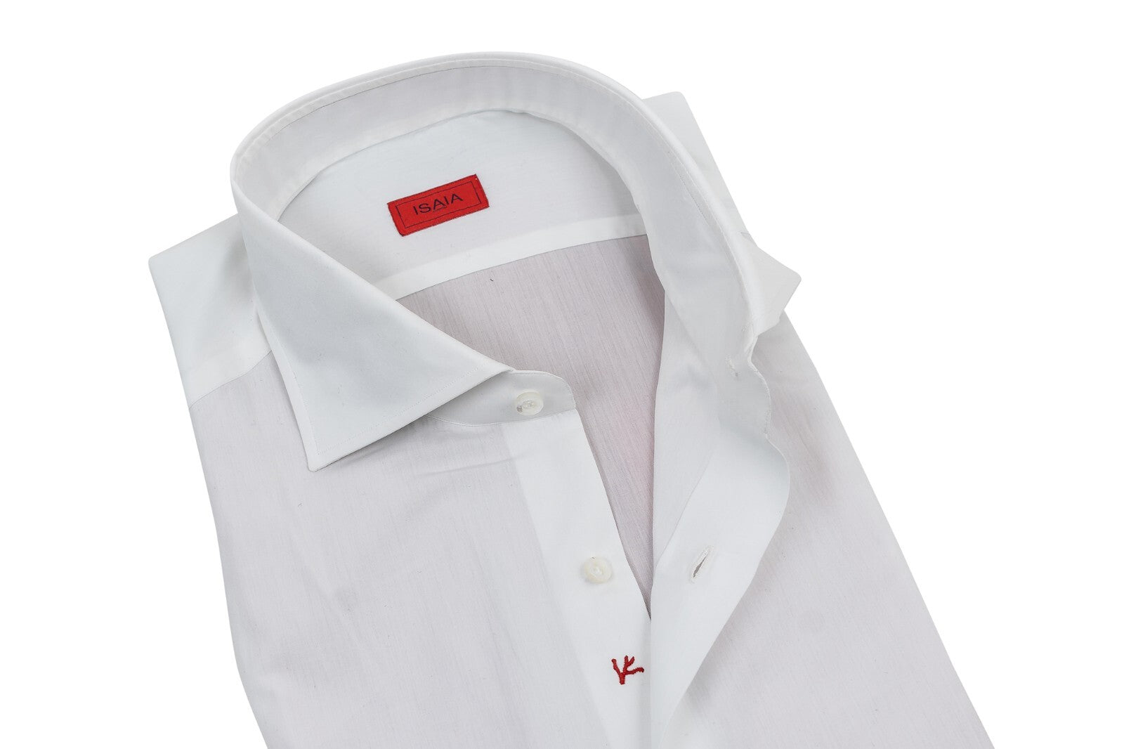 690$ ISAIA NAPOLI Solid White Hand-Sewn Dress Shirt Popeline Cotton 17 - 43