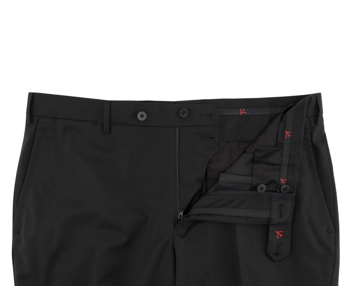 $7150 ISAIA "Sanita" Black Suit Hand-Sewn Fine Wool Aquaspider Water Repellent