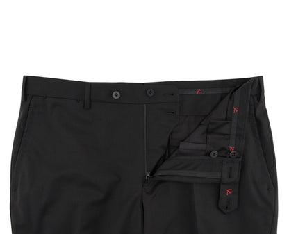 $7150 ISAIA "Sanita" Black Suit Hand-Sewn Fine Wool Aquaspider Water Repellent
