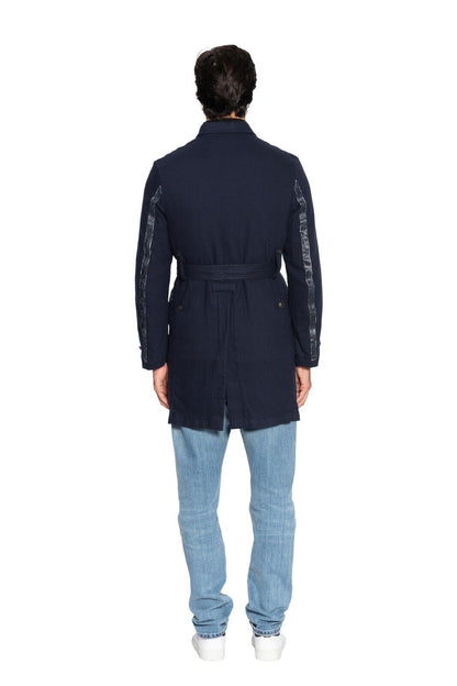 $980 MI.DA TOKYO-FIRENZE Trench Coat Cashmere Blu Filled in Cashmere 38 US 48 EU