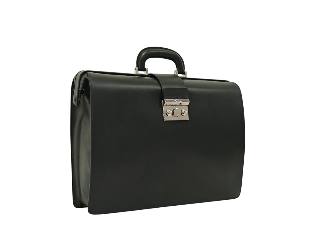 1520$ PINEIDER "Metro Smooth" Calf Diplomatic Briefcase Work Doctor Bag Green