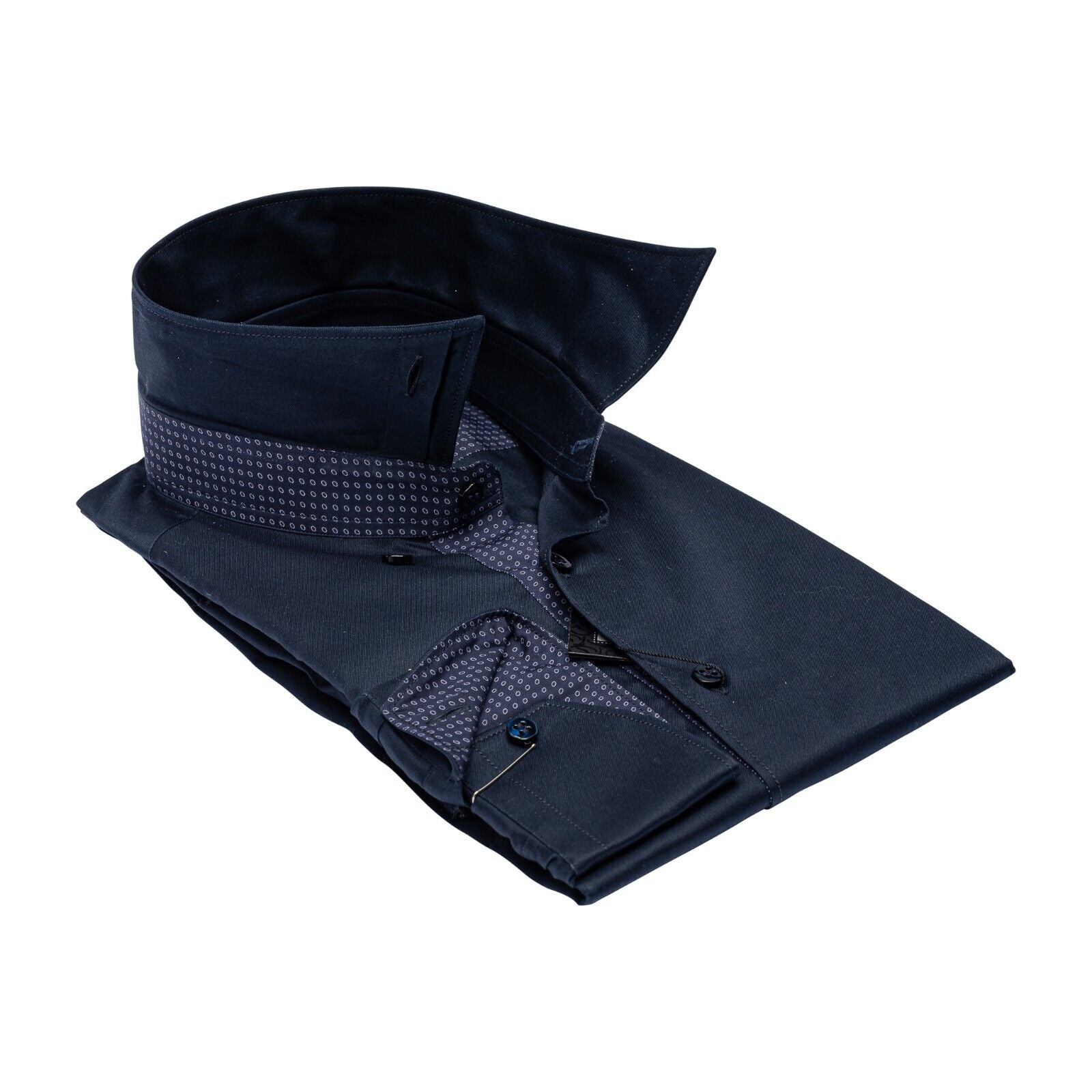 690$ ITALIAN LUXURY GERLIN Shirt Dark Blue Cotton 16 - 41 1B BIJAN