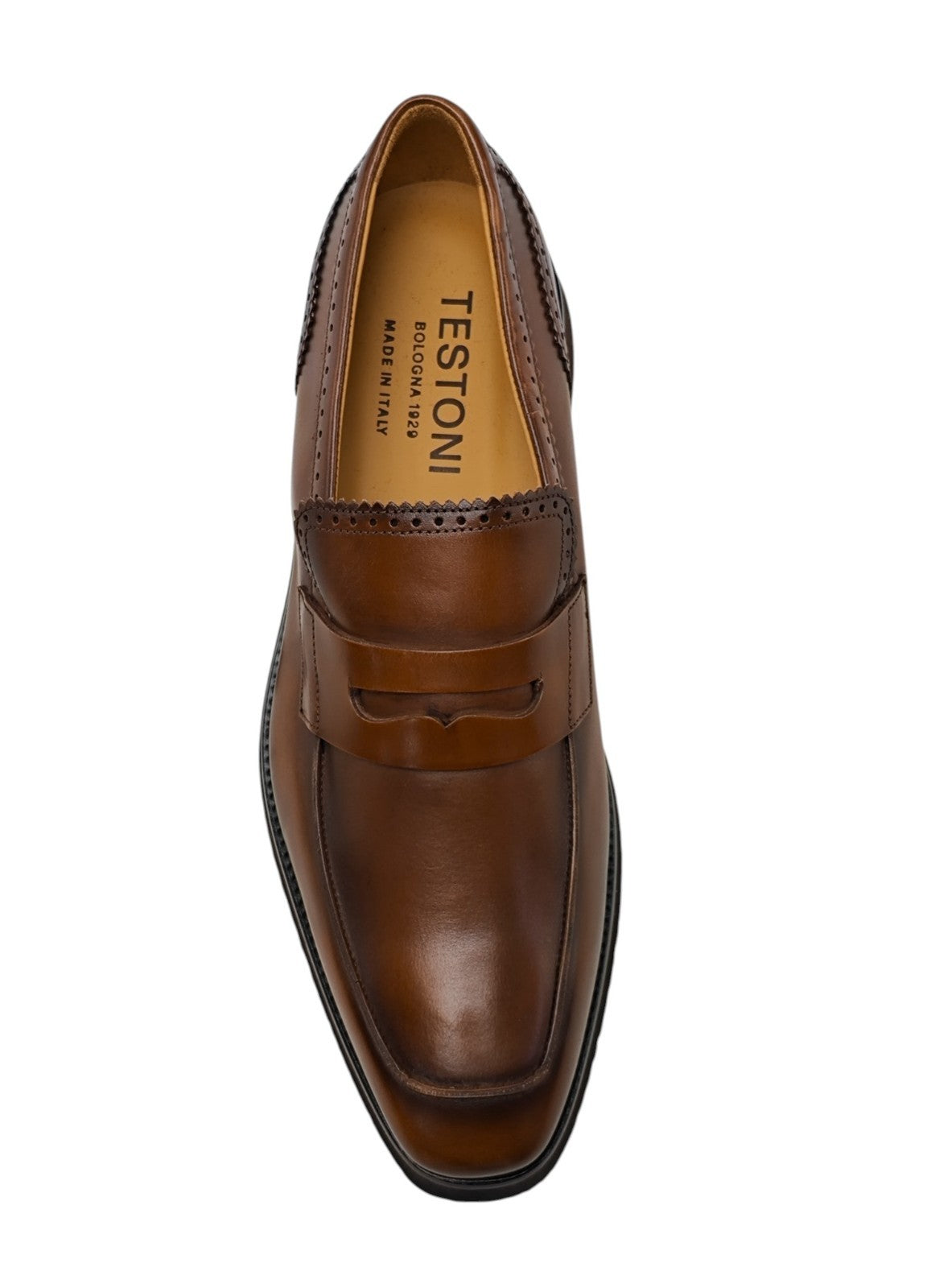$1200 TESTONI BOLOGNA "Bolgheri" Loafer Shoes Shaded Calf Cider Brown