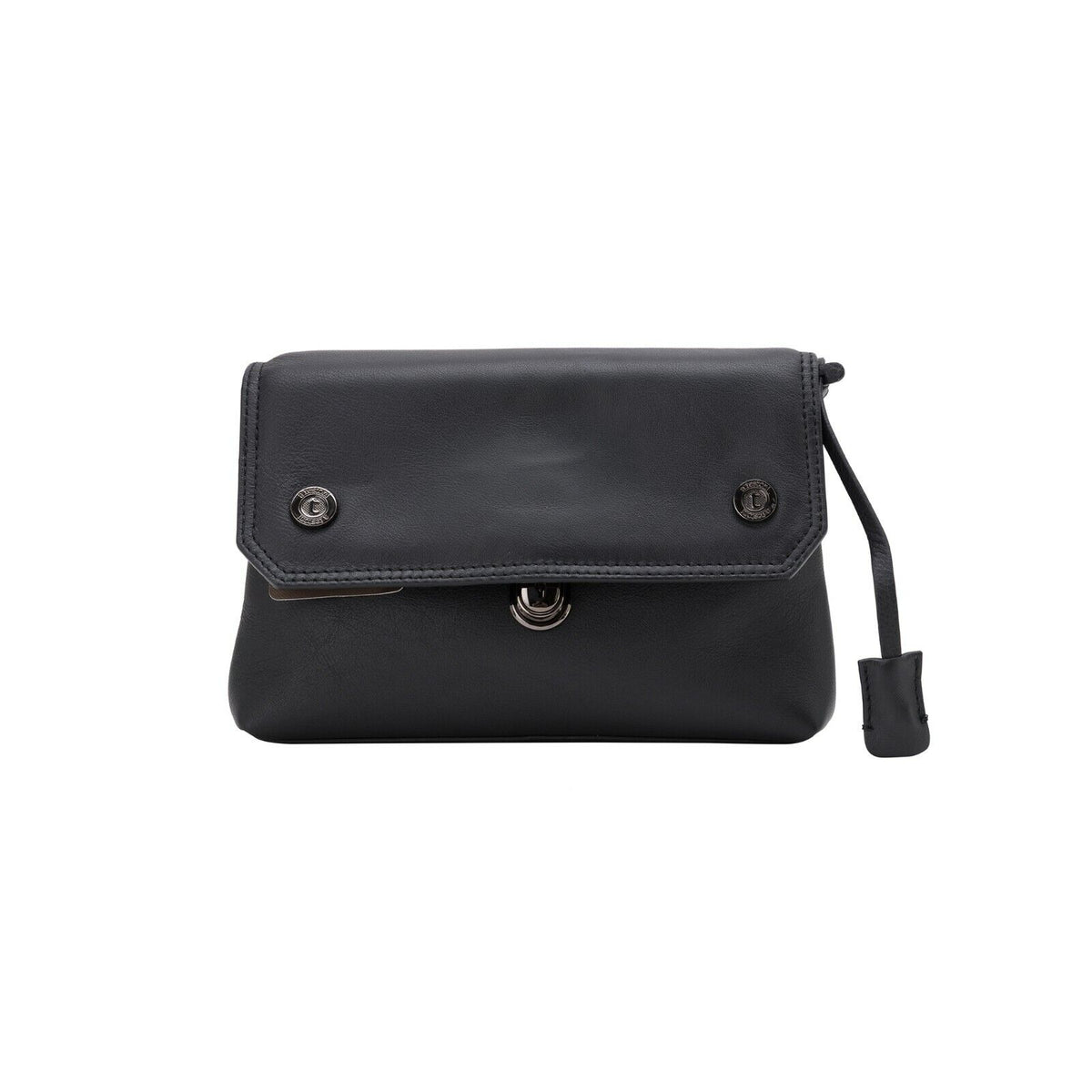 $390 Testoni Bologna Black Easy Calf Hand Clutch Bag Padlock with Keys