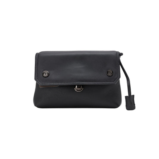 $390 Testoni Bologna Black Easy Calf Hand Clutch Bag Padlock with Keys
