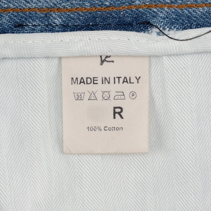 795$ ISAIA NAPOLI Light Blue Denim Jeans Pant Cotton - Leather Tag Straight Leg