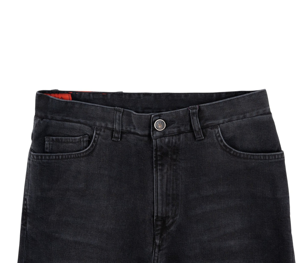 795$ ISAIA Black Washed Denim Jeans 5 Pocket Pant Cotton Slim Fit 36 US / 52 EU