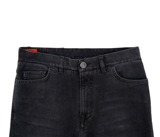 795$ ISAIA Black Washed Denim Jeans 5 Pocket Pant Cotton Slim Fit 36 US / 52 EU