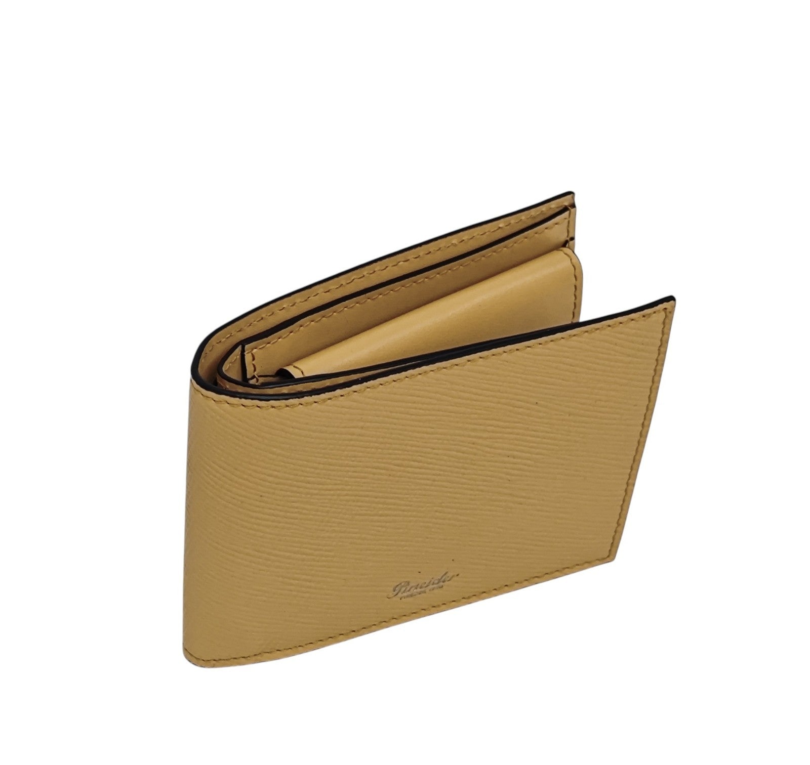 340$ PINEIDER FIRENZE 1774 Bifold Wallet Saffiano Anti-Scratch Calf Egg