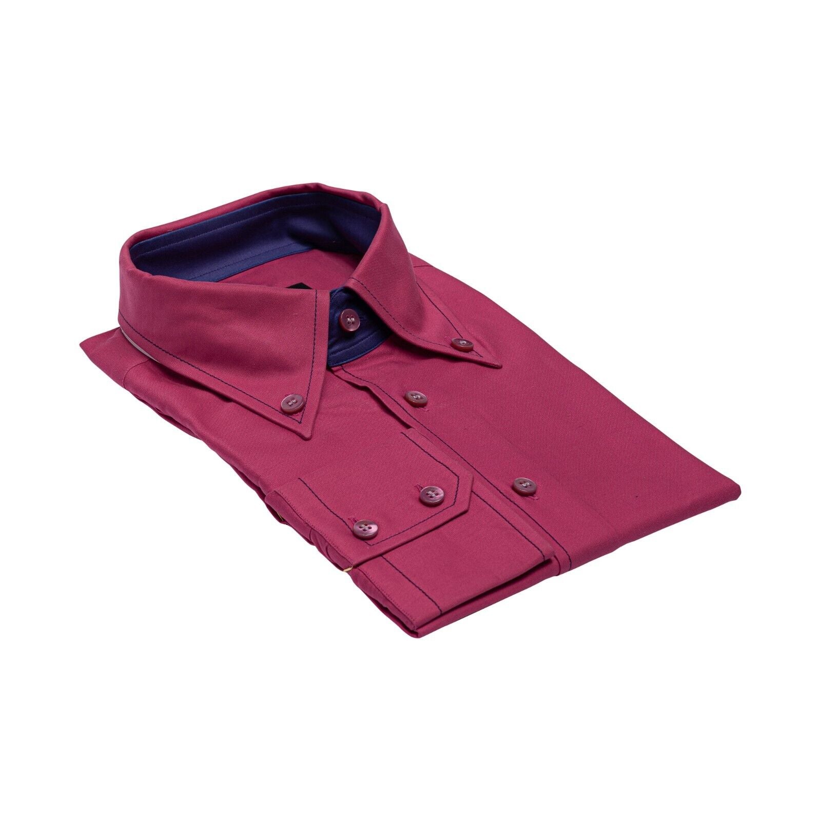 690$ LUXURY GERLIN Shirt Cotton Dark Pink Point Collar 16 - 41 5A BIJAN