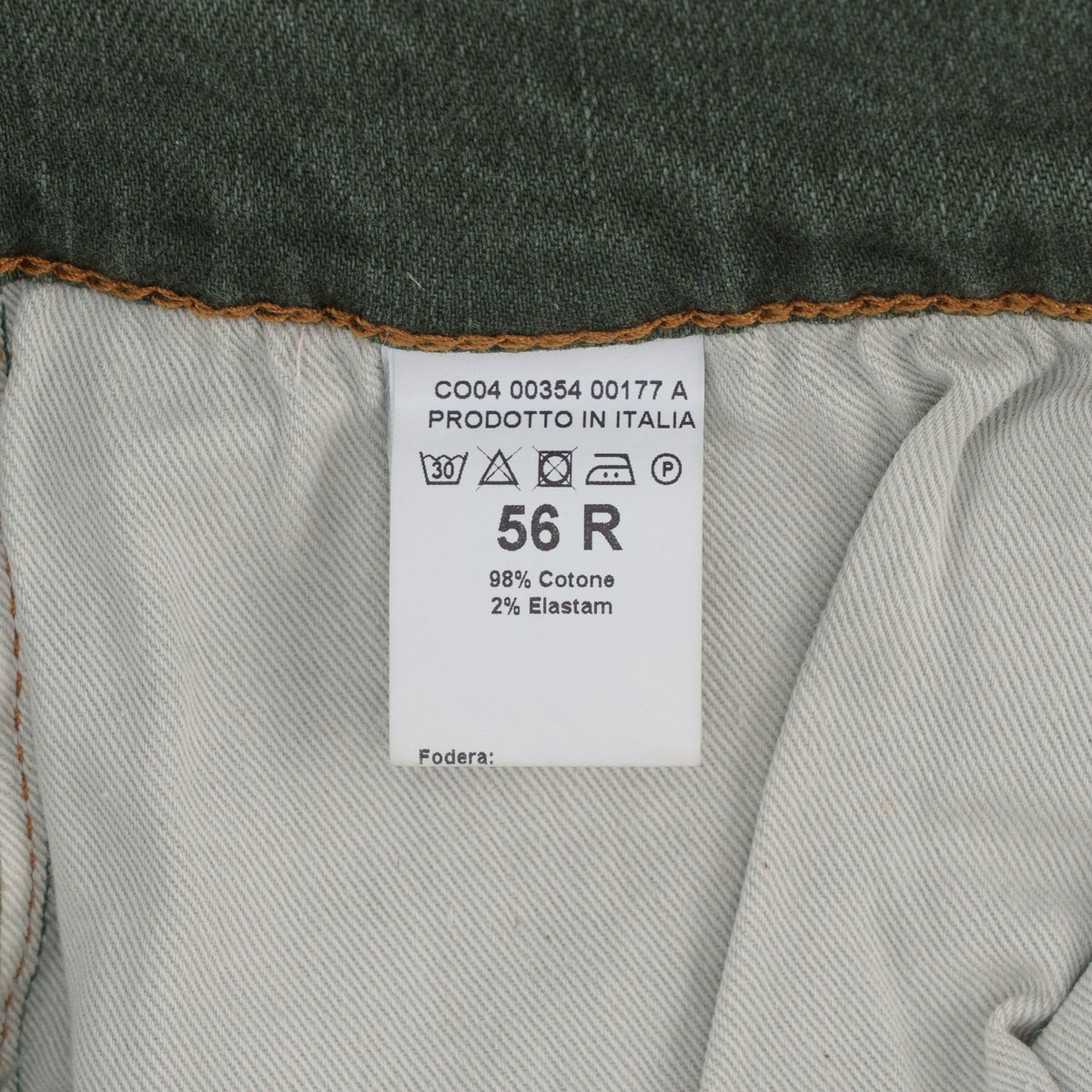690$ ISAIA NAPOLI Washed Green Denim Jeans 5 Pockets Cotton Slim 40 US / 56 IT