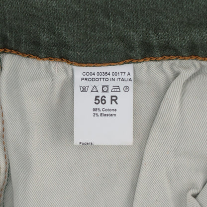 690$ ISAIA NAPOLI Washed Green Denim Jeans 5 Pockets Cotton Slim 40 US / 56 IT
