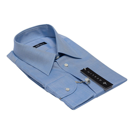 690$ LUXURY GERLIN Shirt Blue Solid Twill Cotton 16 - 41 1U BIJAN