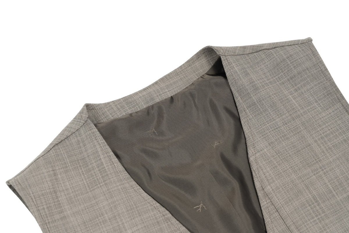 1600$ ISAIA NAPOLI Light Gray Vest Jacket Techno Wool & Suede 36 US / 46 EU
