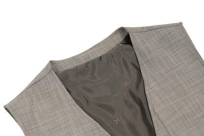 1600$ ISAIA NAPOLI Light Gray Vest Jacket Techno Wool & Suede 36 US / 46 EU