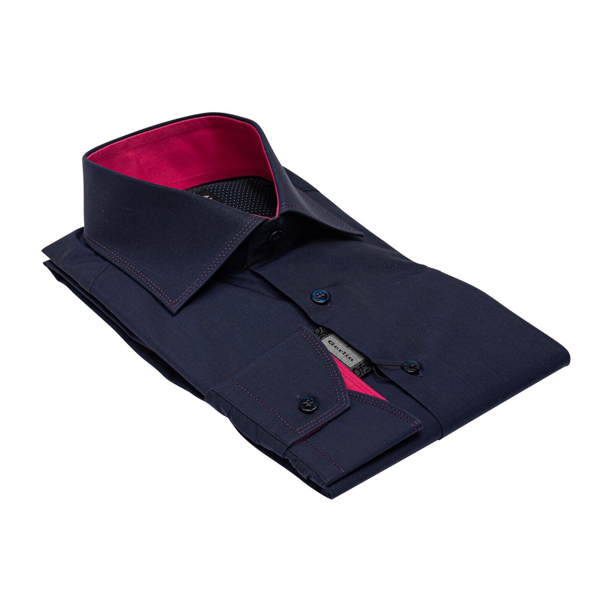 690$ LUXURY GERLIN Shirt Blue "SILK THREADS" ALUMO Cotton 16 41 4B ZILLI