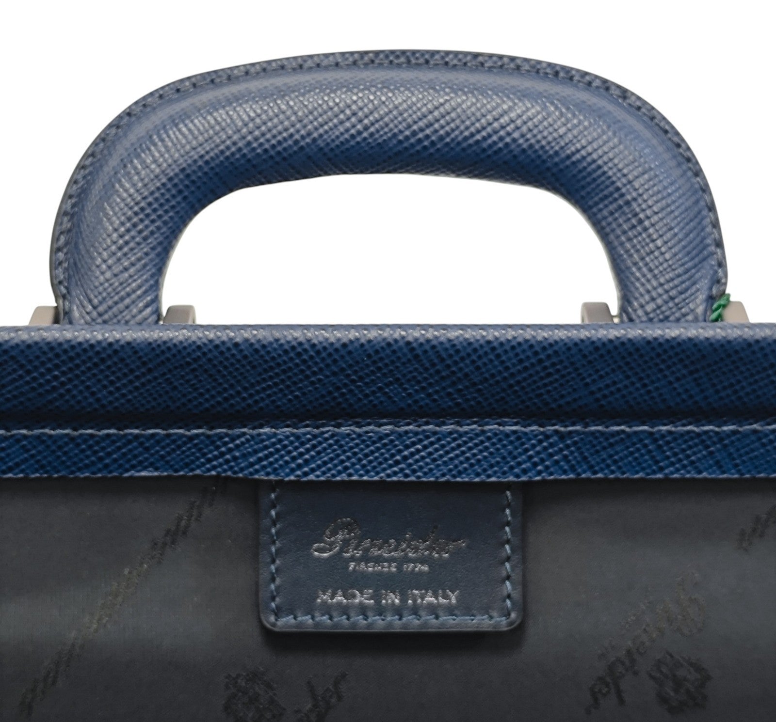 1530$ PINEIDER FIRENZE 1774 Diplomatic Briefcase Work Bag Blue Saffiano Calf