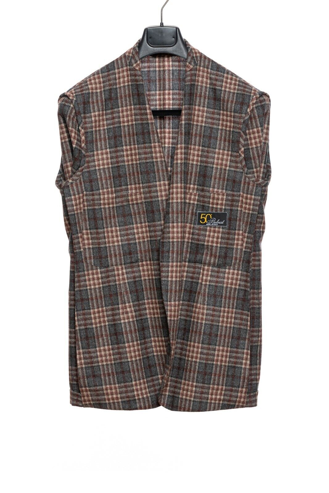 $1799 BELVEST Gray Wool Cashmere Check Jacket Blazer 40 US / 50 EU Drop 8R