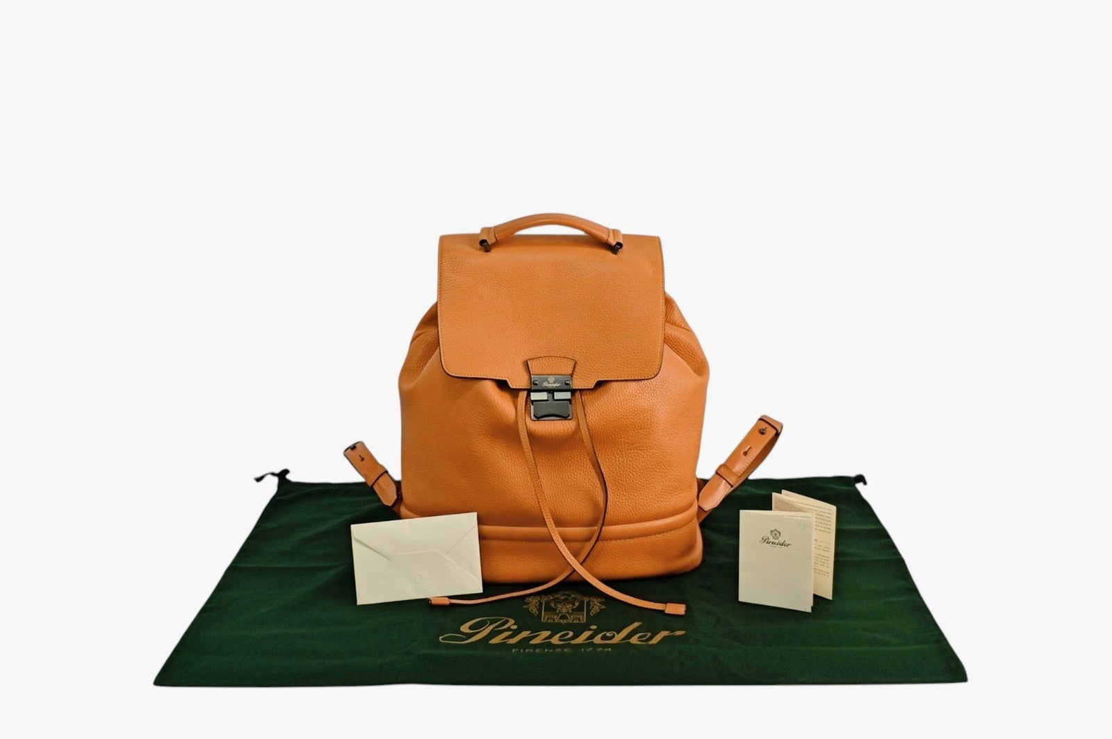 1750$ PINEIDER FIRENZE 1774 Grained Leather Backpack Orange – Italian Luxury