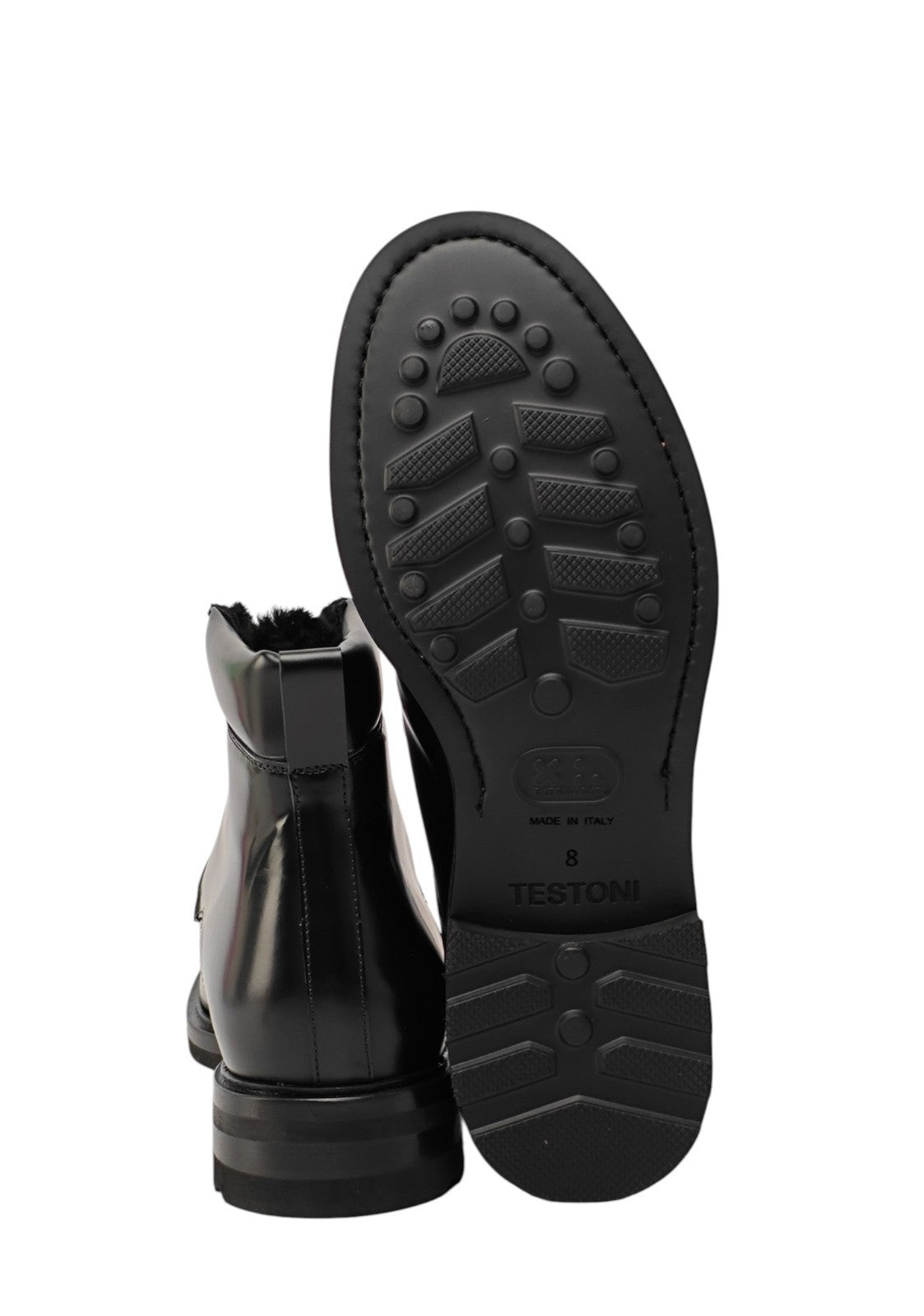 1550$ TESTONI Combat Boot Shoes Brush Off Calf / Fur Lining 8 UK / 9 US / 42 IT