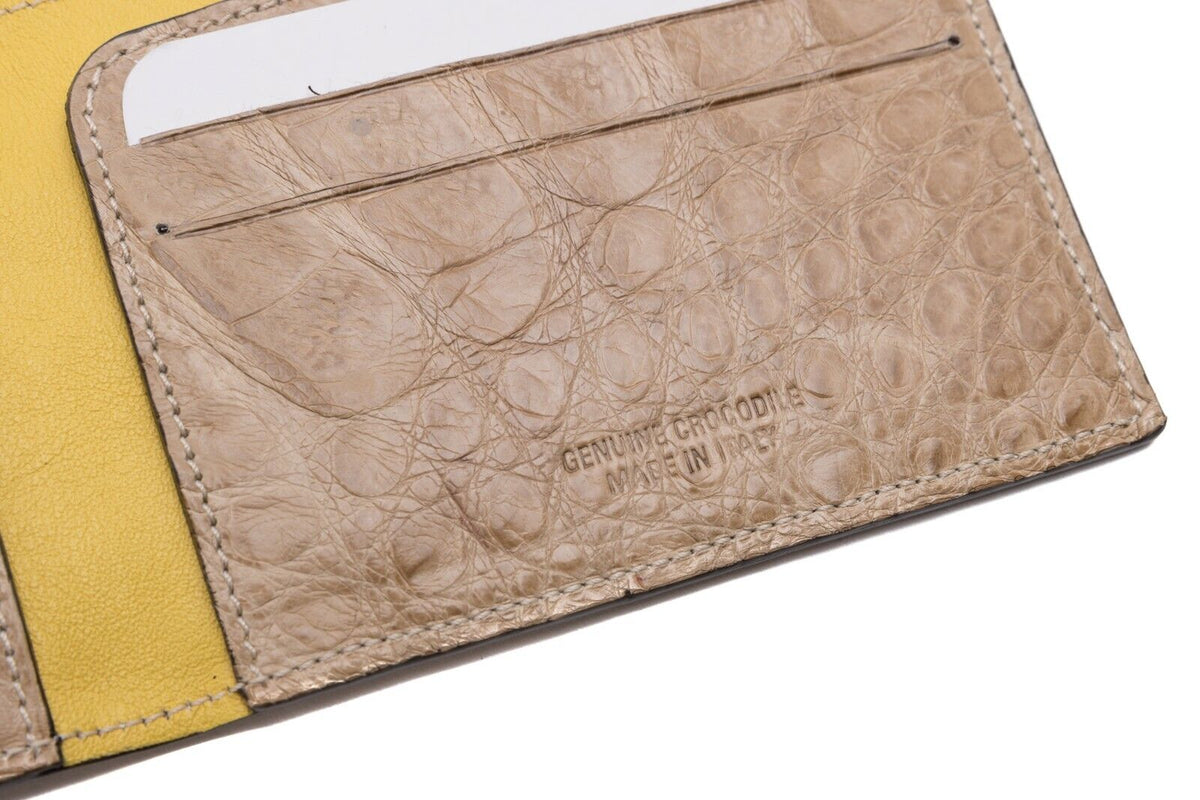 $980 a.Testoni Bologna Tan Bifold Wallet Genuine Crocodile