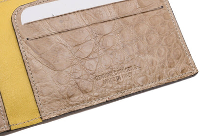 $980 a.Testoni Bologna Tan Bifold Wallet Genuine Crocodile