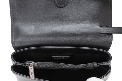 $390 Testoni Bologna Bright Black Light Calf Hand Clutch Bag Padlock with Keys