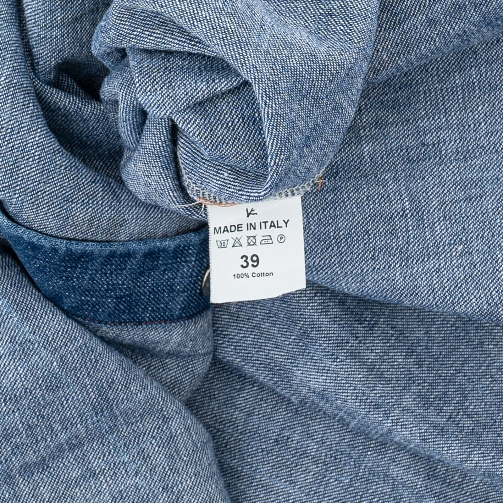690$ ISAIA NAPOLI Blue Hand-Sewn Casual Shirt Heavy Denim Cotton  15.5 - 39