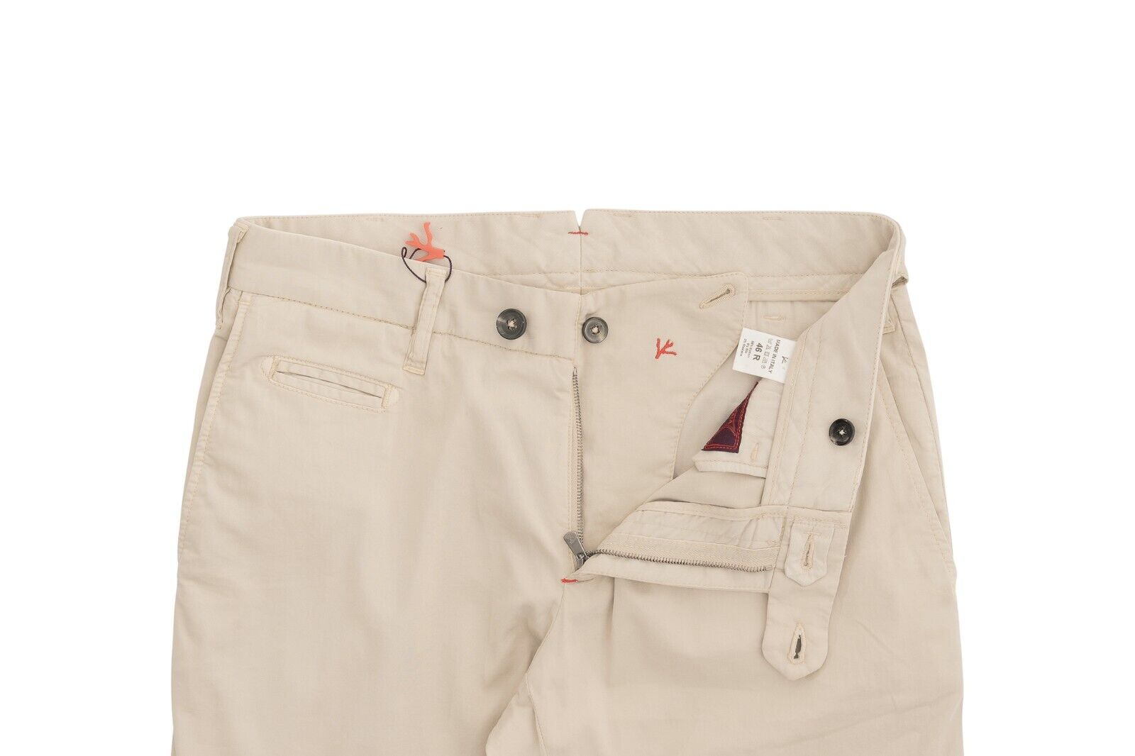 850$ ISAIA NAPOLI Beige Chino Trousers Sport Pant Soft Cotton / Silk