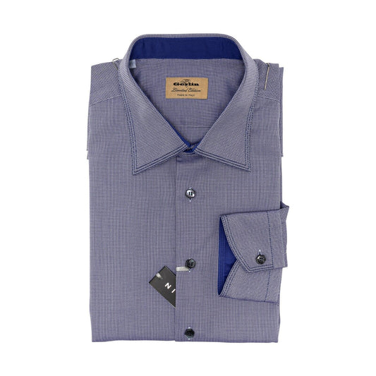 690$ LUXURY GERLIN Shirt Blue Indigo Jacquard Cotton 16 - 41 5B BIJAN
