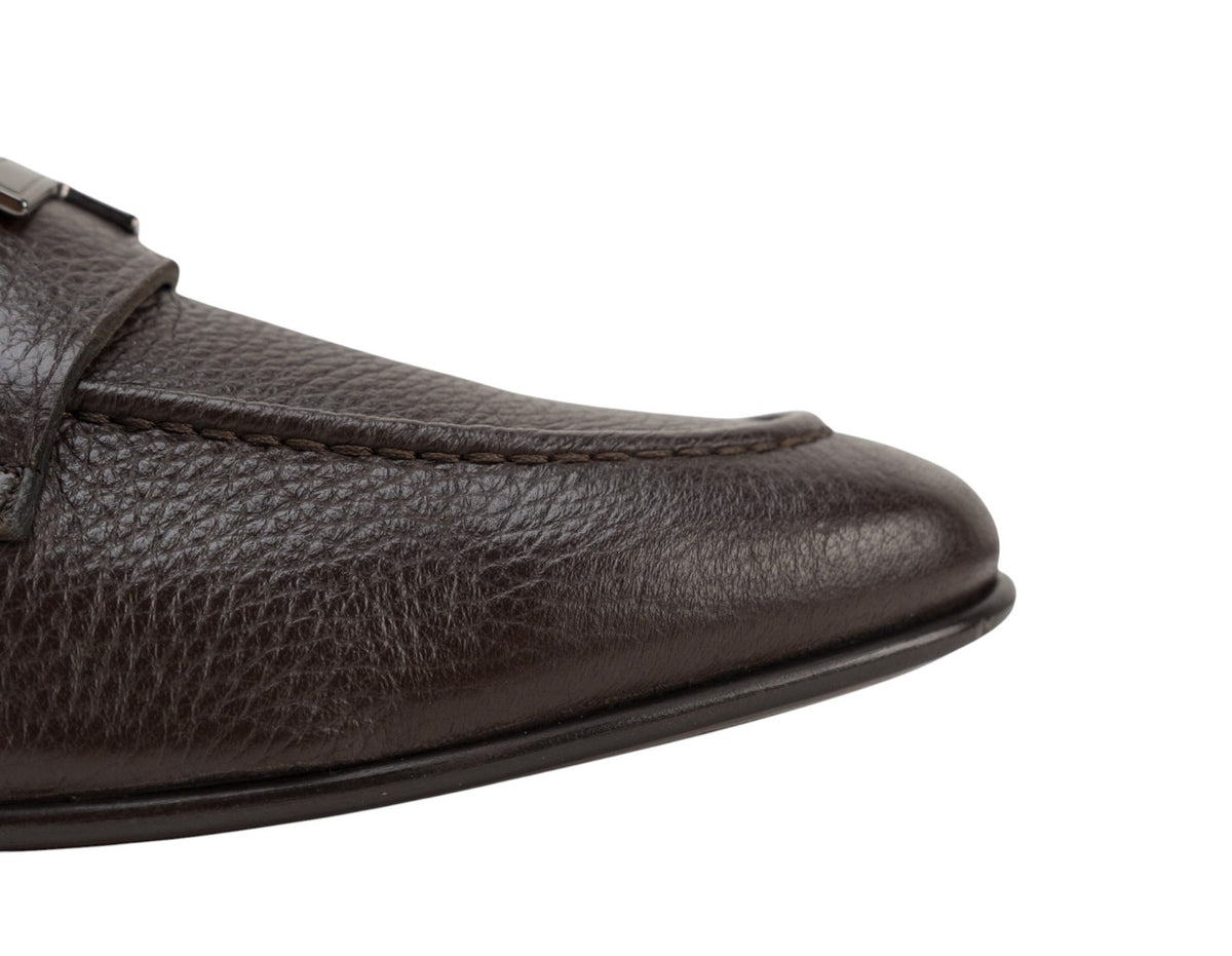 1200$ TESTONI Bologna Construction Loafer Shoes Deer Cigar 8 UK / 9 US / 42 IT