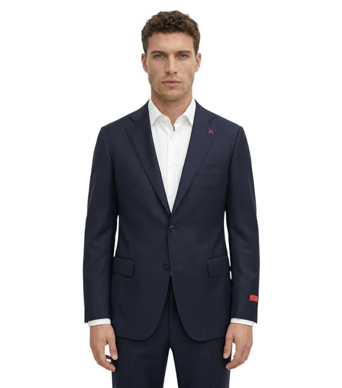 $7120 ISAIA "Domenico" Blue Navy Aquaspider Hand-Sewn Suit Wool  46 US 56 EU  8R