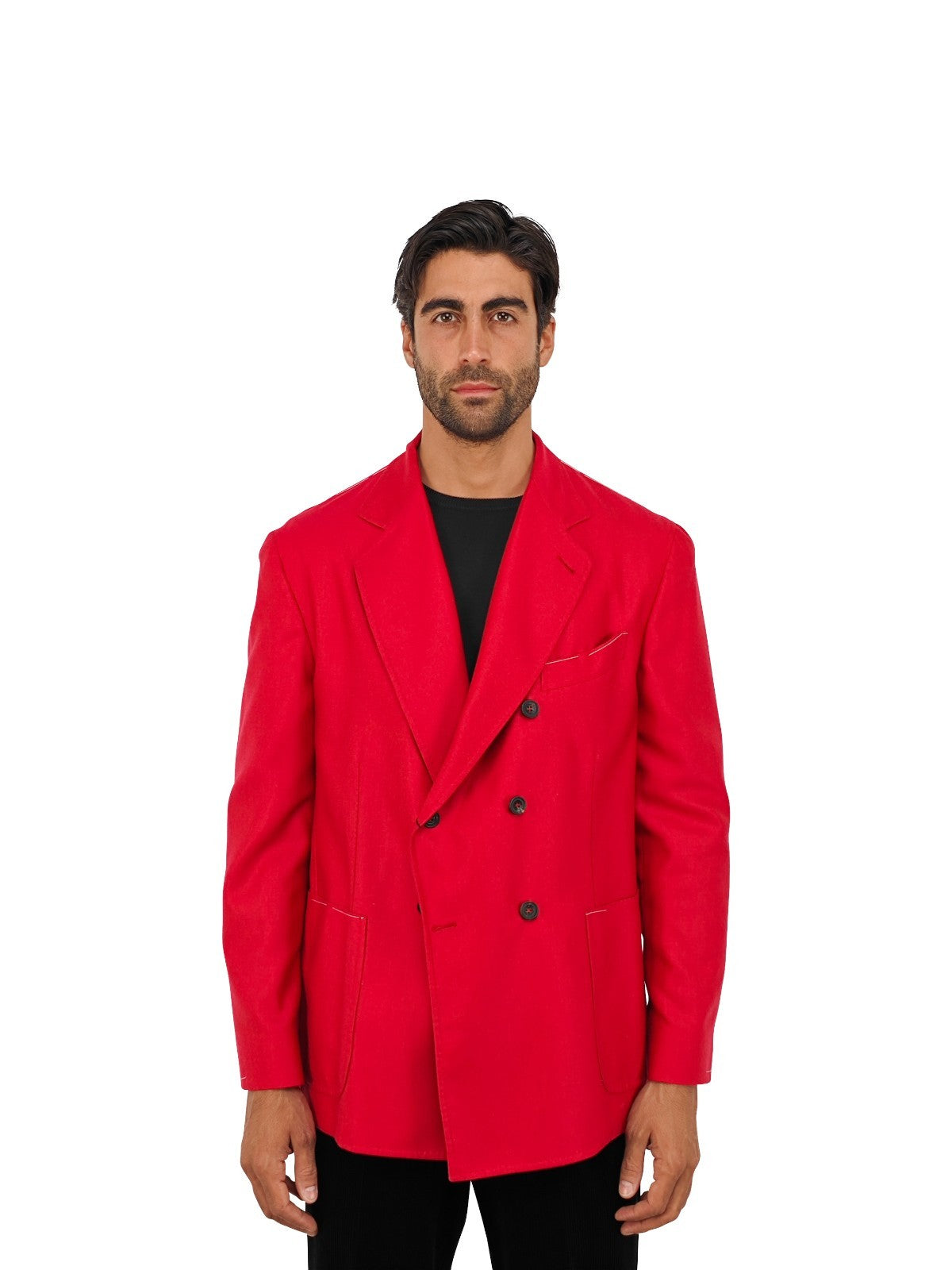 $2200 RUBINACCI NAPOLI Red Double Breasted Jacket Soft Cashmere 44 US / 54 EU