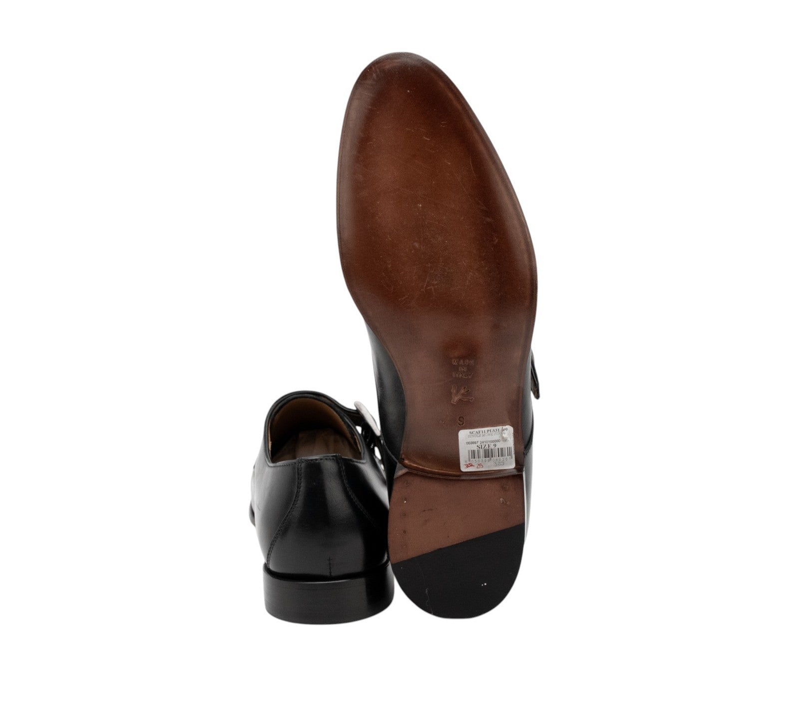 ISAIA NAPOLI Black Calfskin Leather Single Monk Strap Shoes 9 UK / 10 US / 43 IT