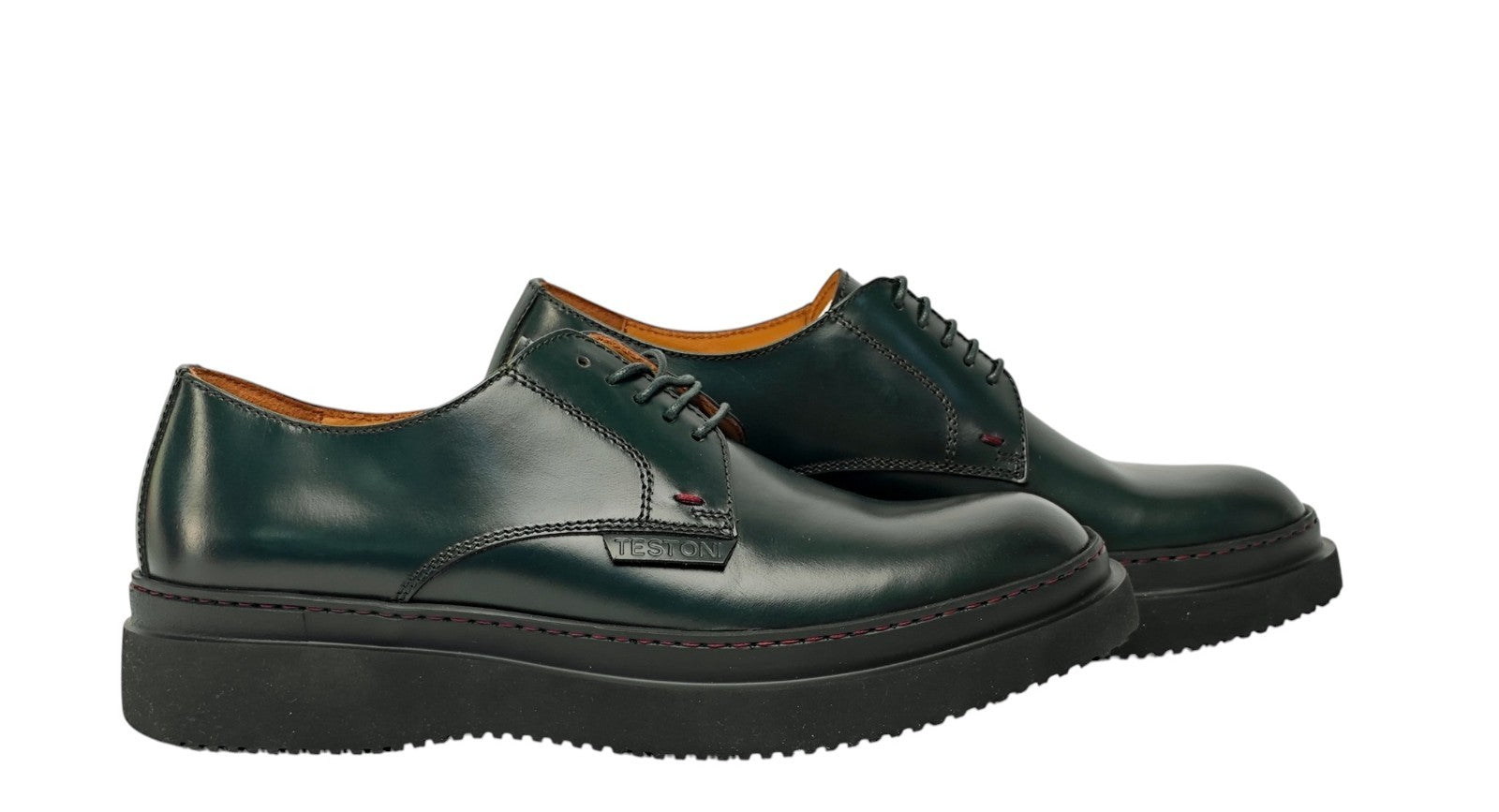 950$ TESTONI Derby Shoes Plain Calf Forest Green 8 UK 9 US 42 IT