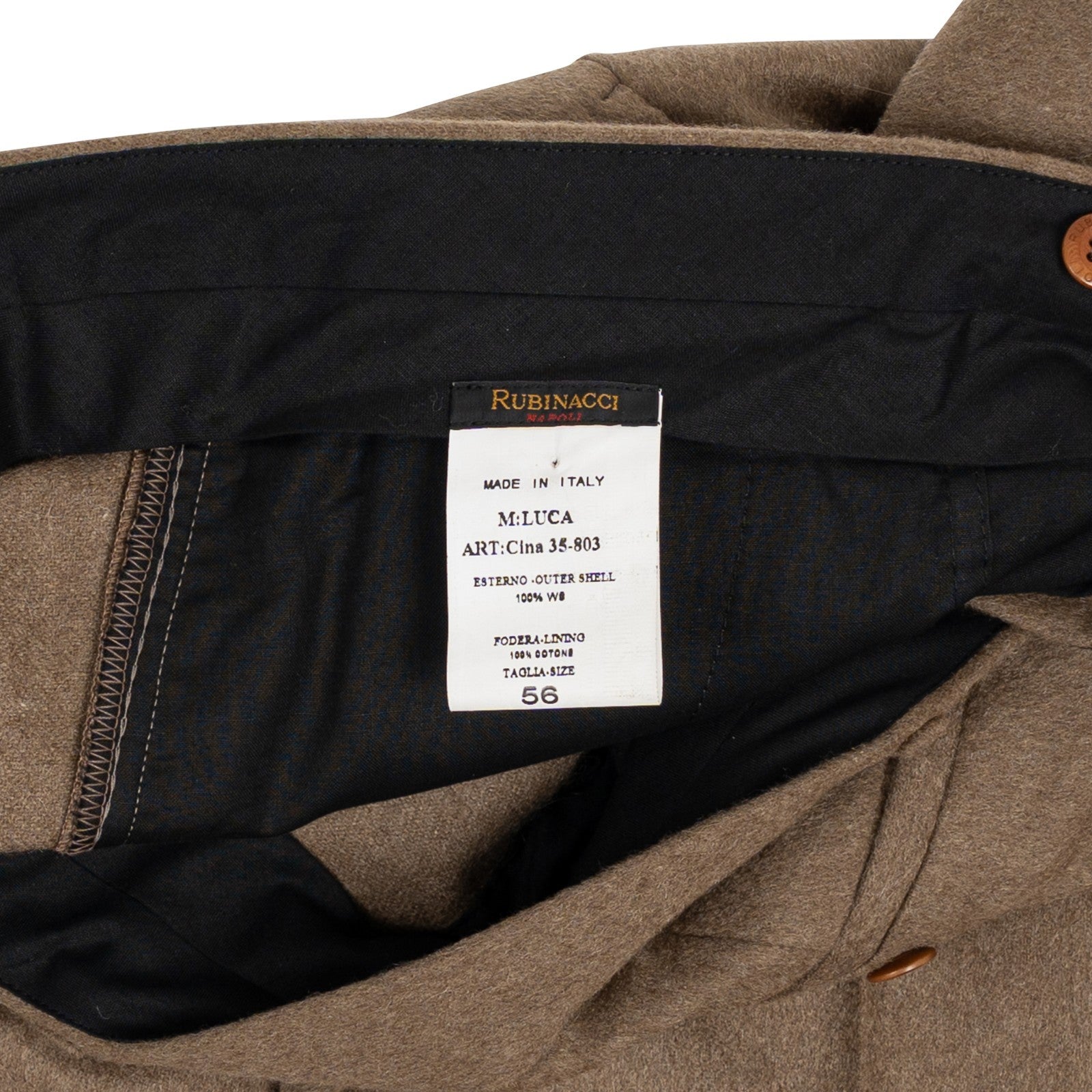 750$ RUBINACCI NAPOLI Brown Dress Pant 100% Cashmere 40 US  56 EU Made in Napoli