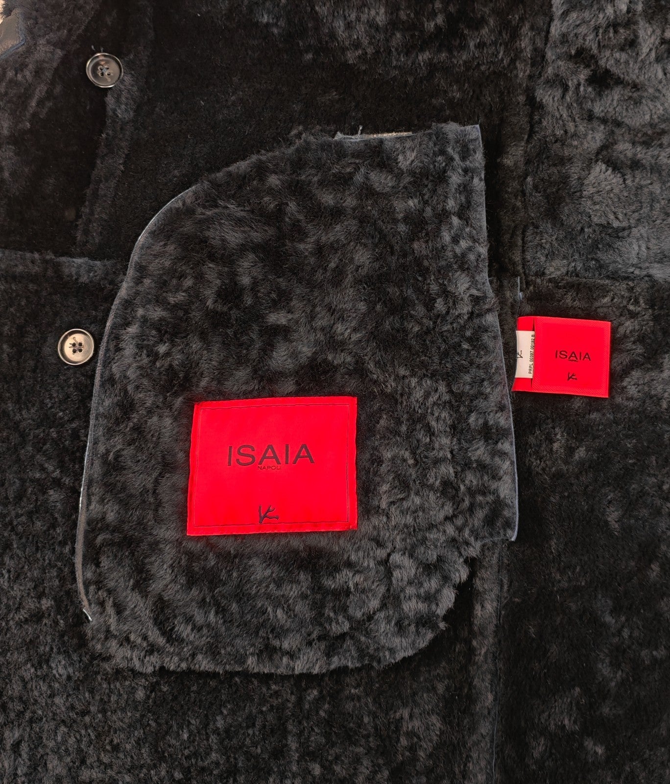 7400$ ISAIA NAPOLI Blue Midnight Shearling Coat 100% Lambskin 44 US / 54 EU