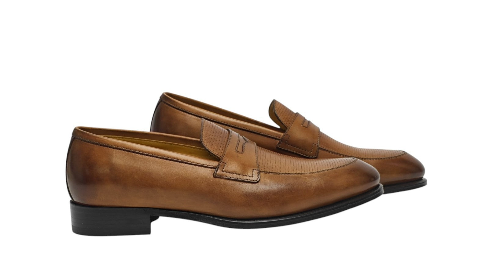 1250$ TESTONI Perforated Loafer Shoes Antique Calf Caramel 8 UK / 9 US / 42 IT