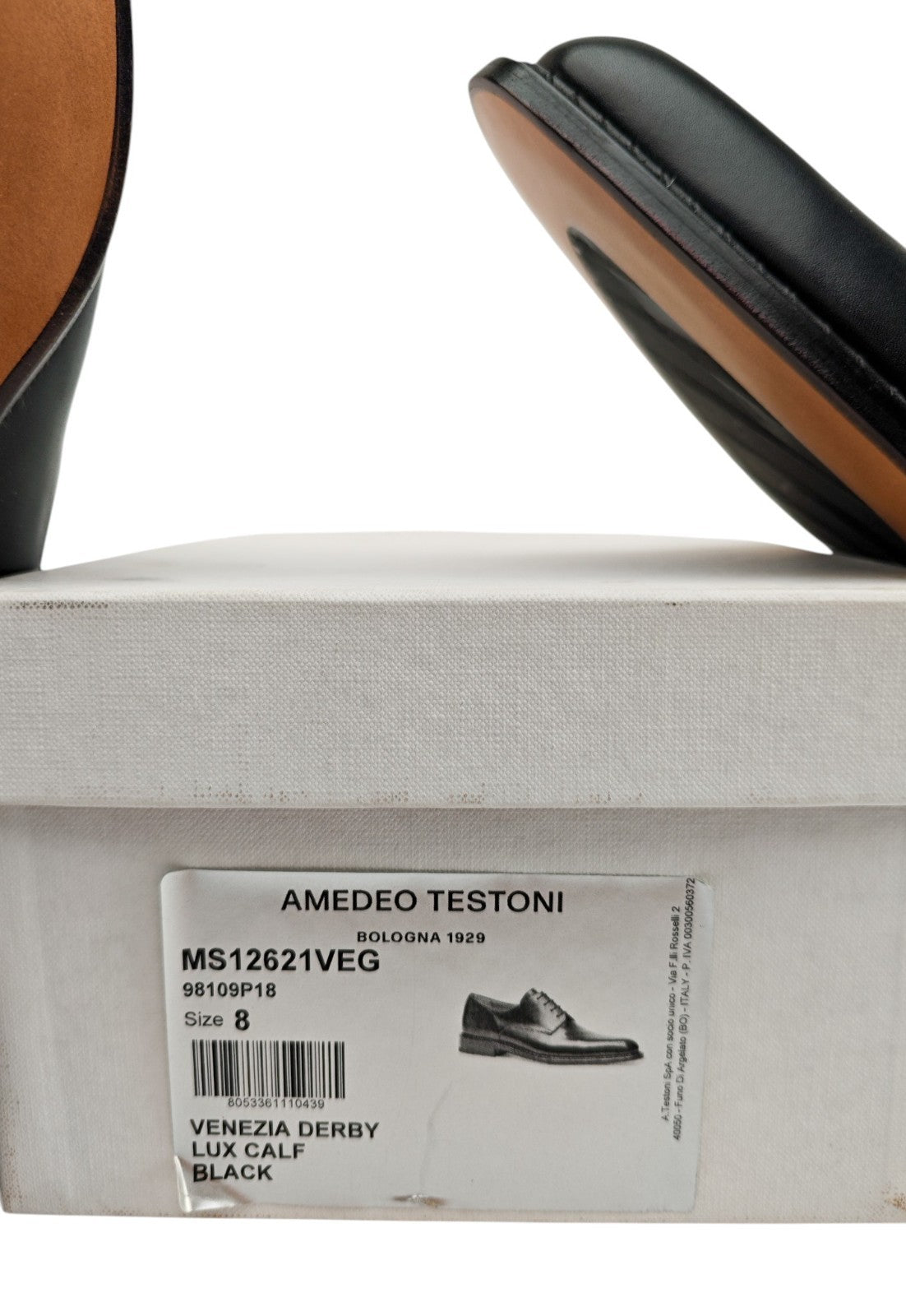 1250$ TESTONI Bolognese Construction Derby Shoes Calf Black 8 UK / 9 US / 42 IT