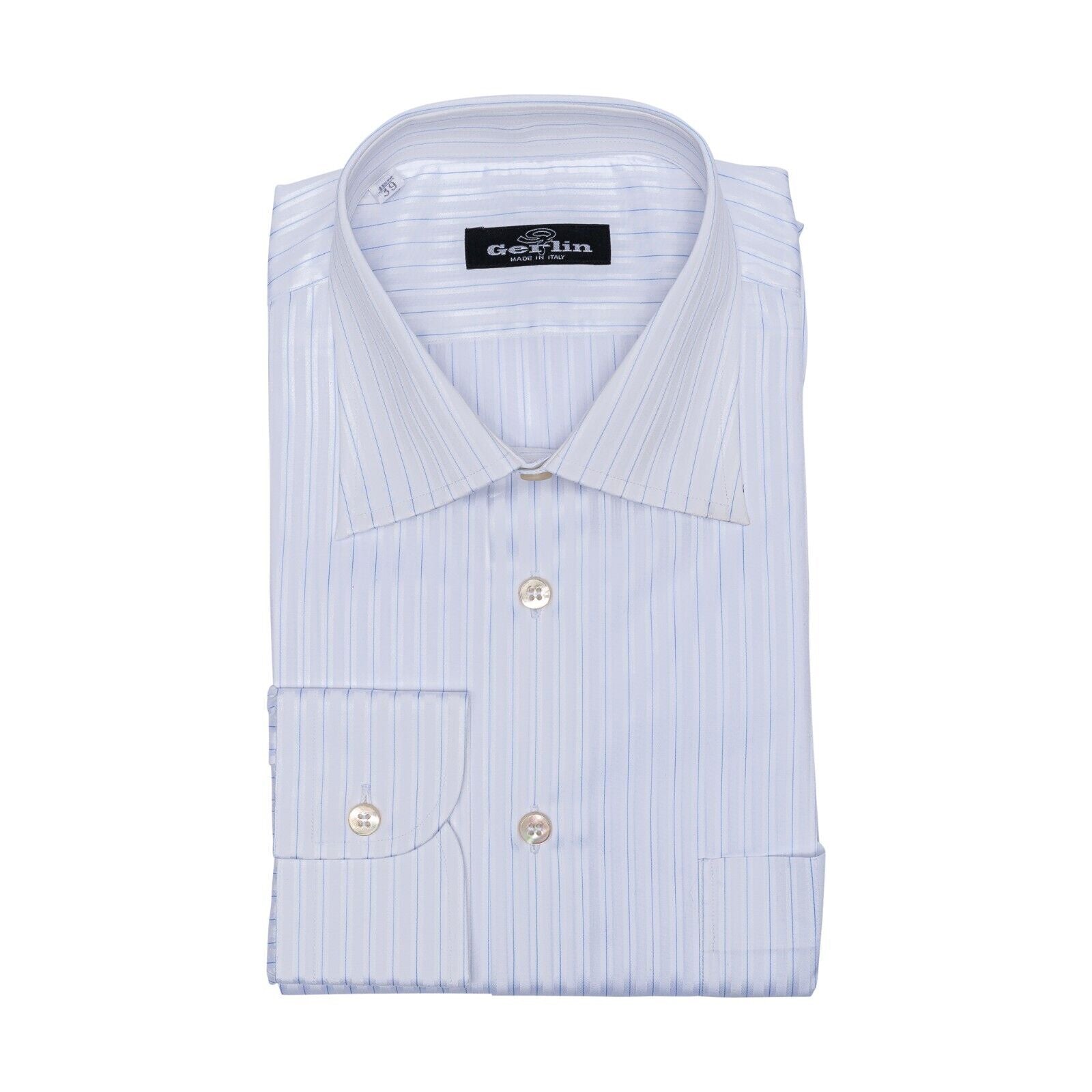 690$ LUXURY GERLIN Shirt White Striped ALUMO Cotton 15.5-39 - 1B BIJAN